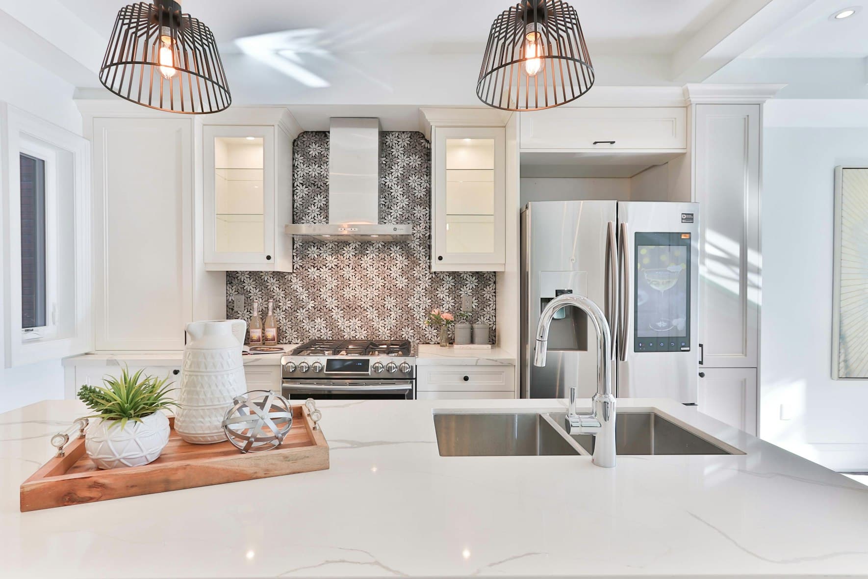 High-end commercial interior paint finish on kitchen walls and trim